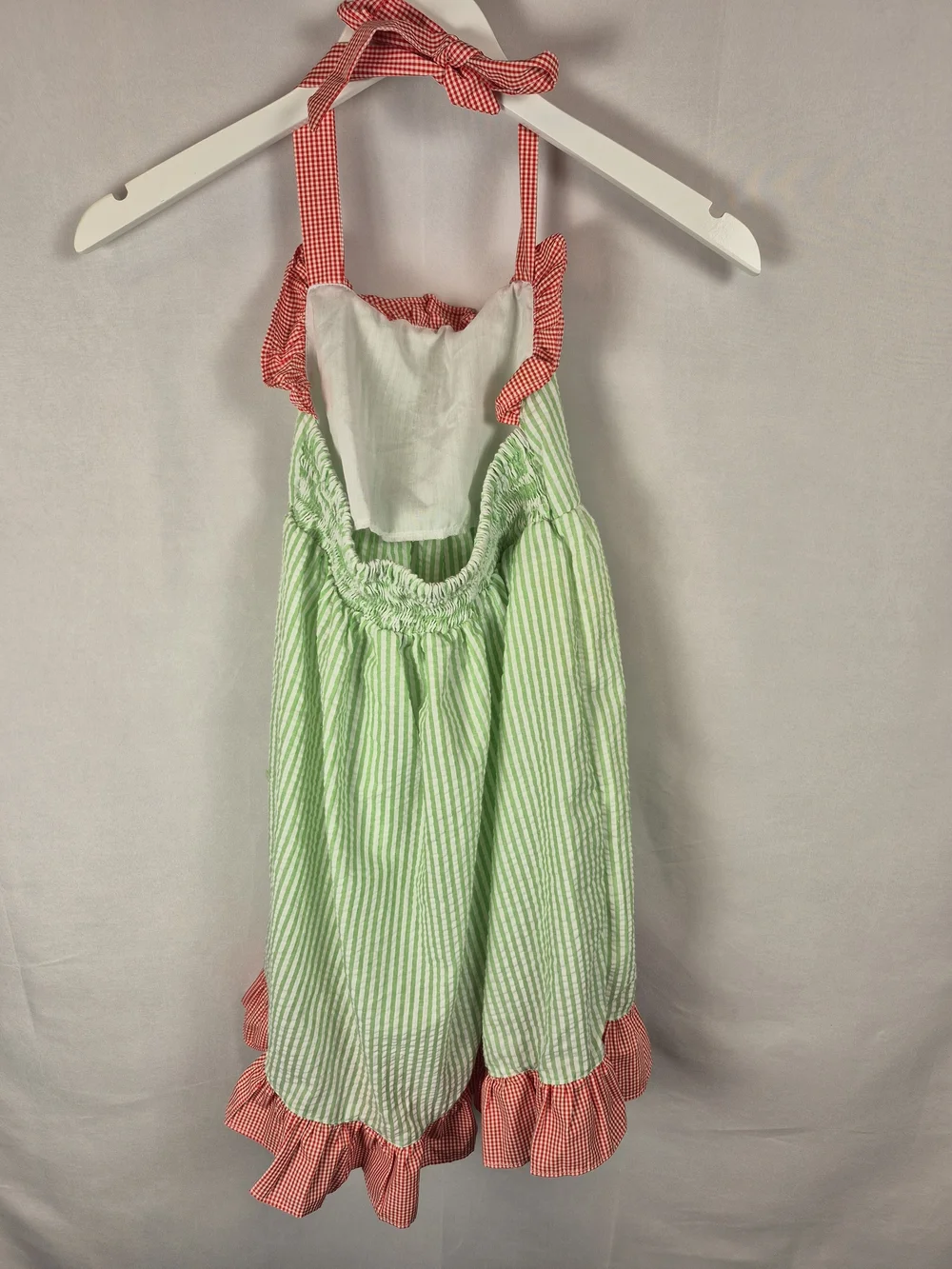 Sugar Dumplin Girls' Green Watermelon Halter Dress 100% Cotton Size 7